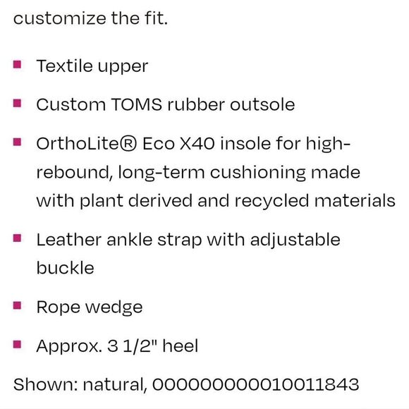 TOMS MONICA NATURAL WEDGE HEEL, SIZE 10 - Picture 12 of 13